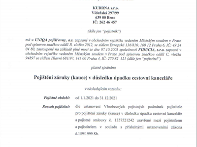 Jsme pojištění proti úpadku na rok 2021